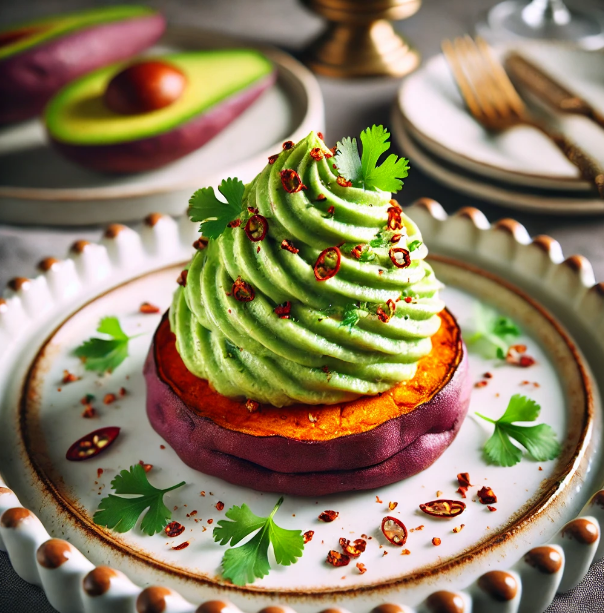 Zoete Aardappelrondjes met Avocadomousse