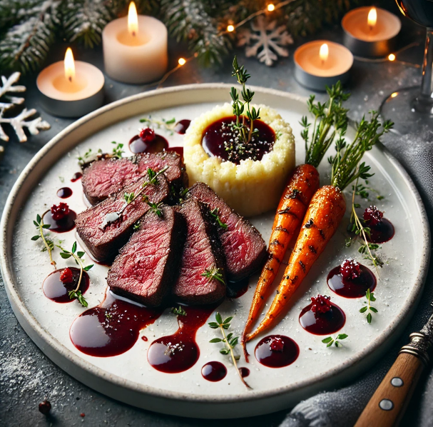 Hertfilet met Wildsaus en Pastinaakpuree
